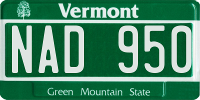 VT license plate NAD950