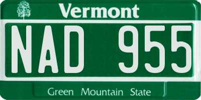 VT license plate NAD955