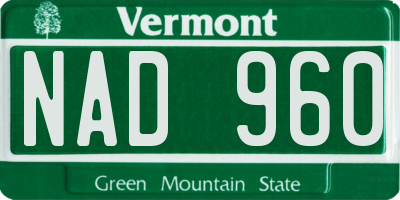 VT license plate NAD960