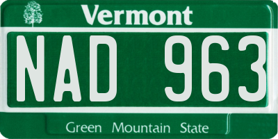 VT license plate NAD963