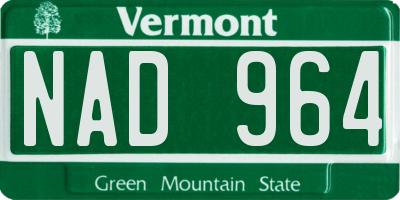 VT license plate NAD964
