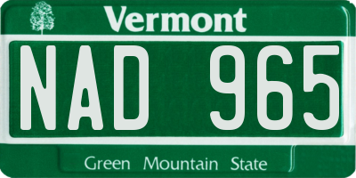 VT license plate NAD965