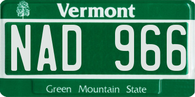 VT license plate NAD966