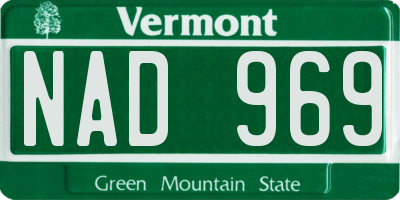 VT license plate NAD969