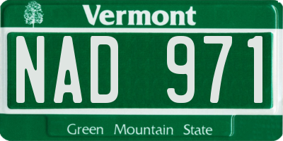 VT license plate NAD971