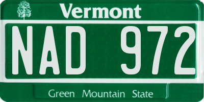 VT license plate NAD972