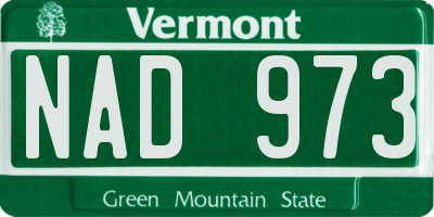 VT license plate NAD973