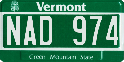 VT license plate NAD974