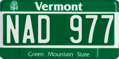 VT license plate NAD977
