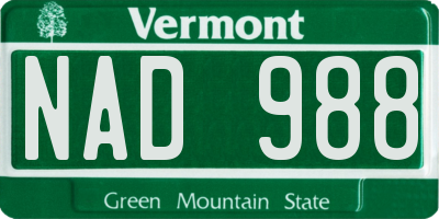 VT license plate NAD988