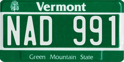 VT license plate NAD991