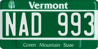 VT license plate NAD993