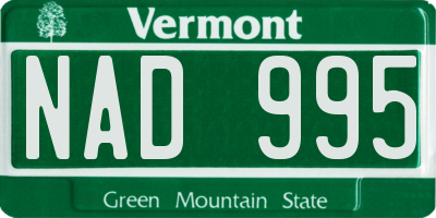 VT license plate NAD995