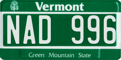VT license plate NAD996