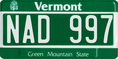 VT license plate NAD997