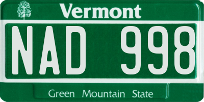 VT license plate NAD998