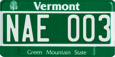 VT license plate NAE003
