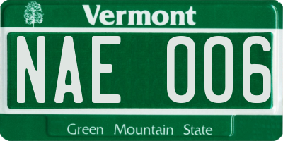 VT license plate NAE006