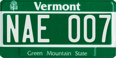 VT license plate NAE007