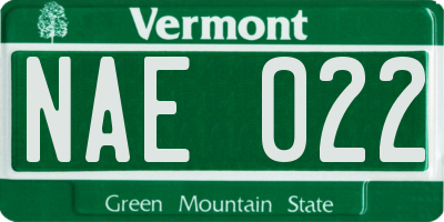 VT license plate NAE022