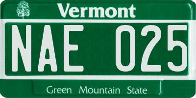 VT license plate NAE025