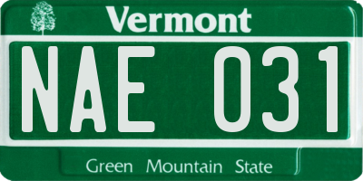 VT license plate NAE031