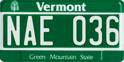 VT license plate NAE036