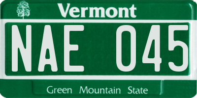 VT license plate NAE045