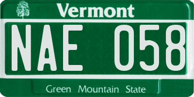 VT license plate NAE058
