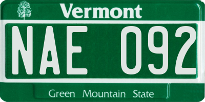 VT license plate NAE092