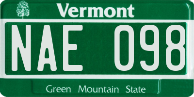 VT license plate NAE098