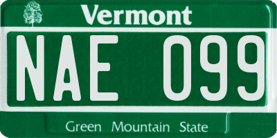 VT license plate NAE099