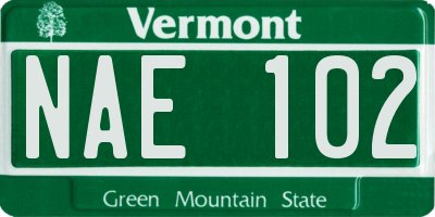 VT license plate NAE102