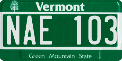 VT license plate NAE103