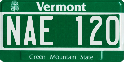 VT license plate NAE120