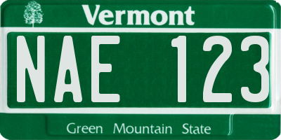 VT license plate NAE123