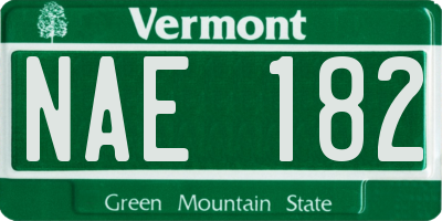VT license plate NAE182