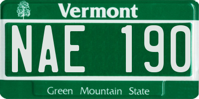 VT license plate NAE190