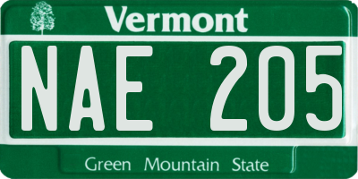VT license plate NAE205