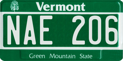 VT license plate NAE206