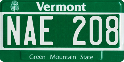 VT license plate NAE208