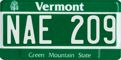 VT license plate NAE209