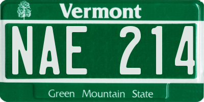 VT license plate NAE214