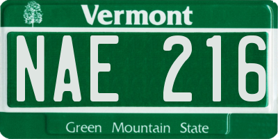 VT license plate NAE216