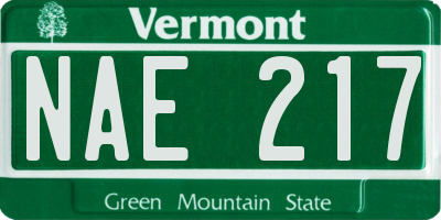 VT license plate NAE217