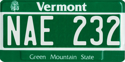 VT license plate NAE232