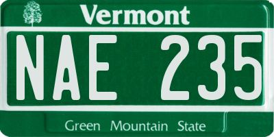 VT license plate NAE235