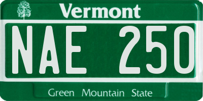 VT license plate NAE250