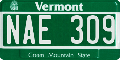 VT license plate NAE309