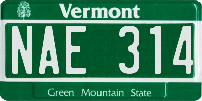 VT license plate NAE314